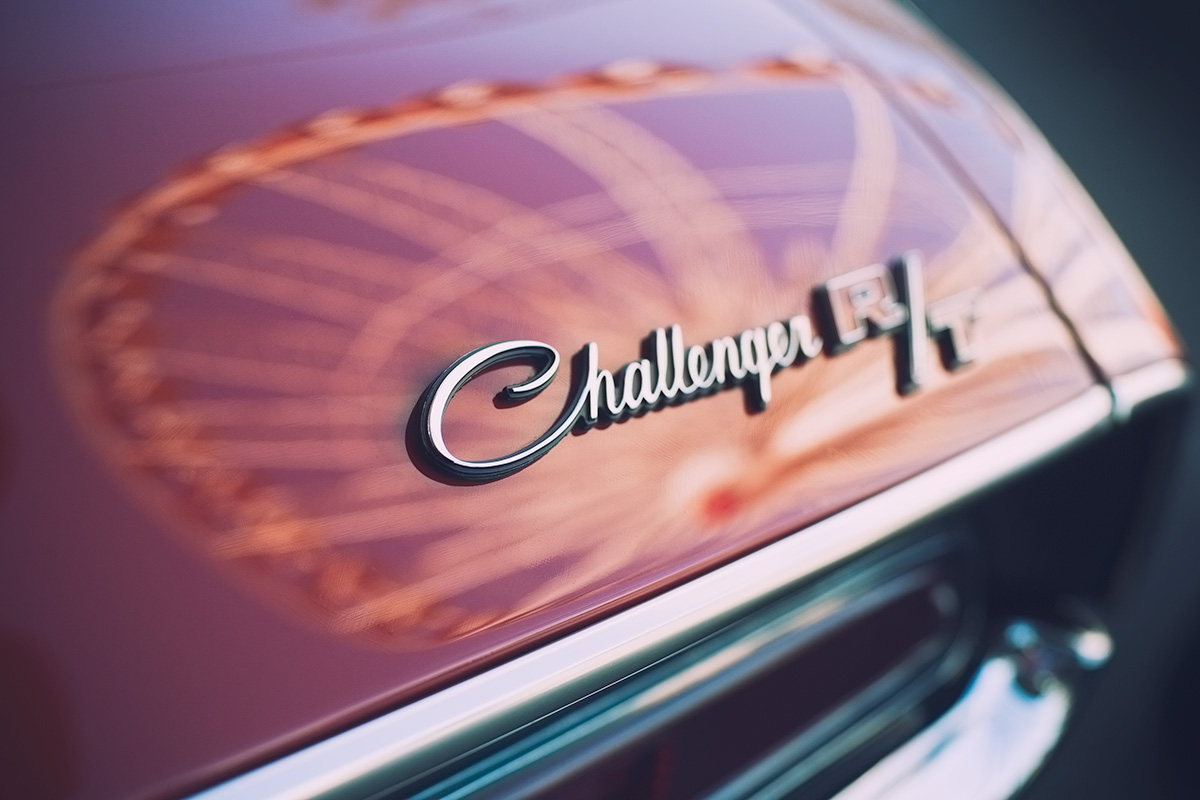 Classic Dodge Challenger RT muscle car in Orange County California